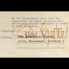 1962 11 24 THE BEATLES PERFORMANCE CONTRACT PRESTATYN NORTH WALES - pic 1