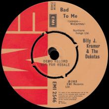 BILLY J. KRAMER & THE DAKOTAS - LITTLE CHILDREN ⁄  BAD TO ME - EMI 2546 - UK - PROMO - pic 5