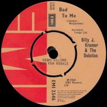 BILLY J. KRAMER & THE DAKOTAS - LITTLE CHILDREN ⁄  BAD TO ME - EMI 2546 - UK - PROMO - pic 5