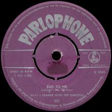 BILLY J. KRAMER WITH THE DAKOTAS - BAD TO ME ⁄ I CALL YOUR NAME - R 5049 - HOLLAND - pic 1