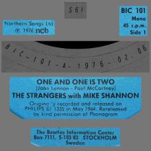 THE STRANGERS WITH MIKE SHANNON - ONE AND ONE IS TWO - BIC 101 - SWEDEN - REISSUE 1976  - pic 1