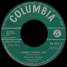 PETER AND GORDON - A WORLD WITHOUT LOVE - NORWAY - DB 7225 - pic 1
