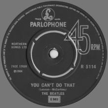 1964 03 20 - 1982 - O - CAN'T BUY ME LOVE ⁄ YOU CAN'T DO THAT - R 5114 - BSCP 1 - SOUTHALL PRESSING - PUSH-OUT CENTER - pic 1