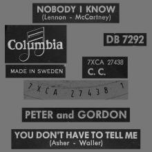 PETER AND GORDON - NOBODY I KNOW - DB 7292 - SWEDEN - pic 4