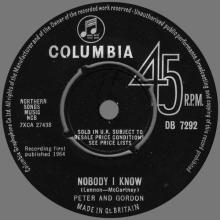 PETER AND GORDON - NOBODY I KNOW - DB 7292 - UK - pic 1