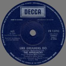 THE APPLEJACKS - LIKE DREAMERS DO - SWEDEN - DECCA - FR 13793 - pic 3