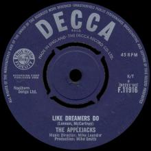 THE APPLEJACKS - LIKE DREAMERS DO - UK VARIATION 3 - F.11916 - pic 2