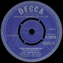 THE APPLEJACKS - LIKE DREAMERS DO - UK - F.11916 - DR. 33224 - PROMO - pic 3