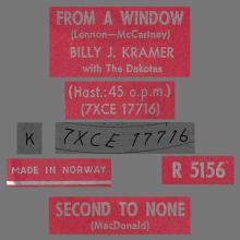 BILLY J. KRAMER WITH THE DAKOTAS - FROM A WINDOW - R 5156 - NORWAY - pic 4