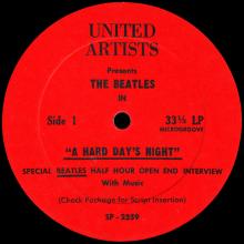 1964 07 26 - THE BEATLES RADIO SHOW - UNITED ARTISTS - A HARD DAY'S NIGHT SP2359 ⁄ SP2360 - pic 1