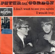 PETER AND GORDON - I DON'T WANT TO SEE YOU AGAIN - HOLLAND - DB 7356 - ORANGE - pic 1