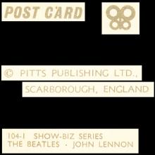1964 THE BEATLES PHOTO - POSTCARD UK - 104-1 SHOW-BIZ SERIES - 10,5X15,5 - pic 3