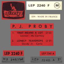 P.J. PROBY - THAT MEANS A LOT - FRANCE - LEP 2240 F - EP - pic 1