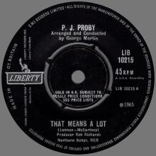 P.J. PROBY - THAT MEANS A LOT - BELGIUM - RECORD  UK  - LIBERTY - LIB10215 - pic 2