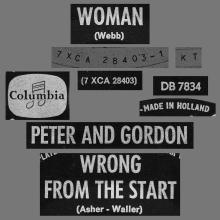 PETER AND GORDON - WOMAN - DB 7834 - HOLLAND - pic 1