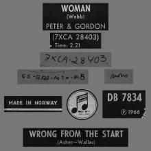 PETER AND GORDON - WOMAN - DB 7834 - NORWAY - pic 4