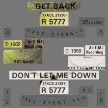 1982 12 07 THE BEATLES SINGLES COLLECTION - BSCP1 - R 5777 - B - GET BACK ⁄ DON'T LET ME DOWN - pic 1