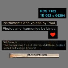 1970 04 17 - 1970 - PAUL McCARTNEY - McCARTNEY - PCS 7102 - 1E 062 o 04394 - APPLE - UK - pic 1