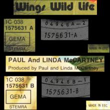 1971 12 07 - 1984 WINGS - WINGS WILD LIFE - FAME - 1C 038 1575631 - 5 0999915 75631 2 - GERMANY - pic 1