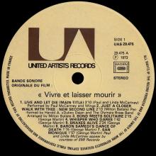 1973 07 02 1973 ORIGINAL SOUNDTRACK JAMES BOND - LIVE AND LET DIE - UNITED ARTISTS RECORDS - UAS 29475-B - FRANCE - pic 5
