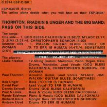 1974 06 08 THORTON FRADKIN UNGER AND THE BIG BAND - PASS ON THIS SIDE - GOD BLESS CALIFORNIA - ESP 63019 - USA  - pic 4