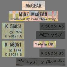1974 09 24 MIKE McGEAR - McGEAR - WEA WARNER BROS RECORDS - K 56051 - UK  - pic 3