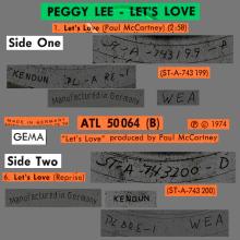 1974 10 01 PEGGY LEE - LET'S LOVE - ATLANTIC - ATL 50 064 - SD 18108 - GERMANY - pic 3