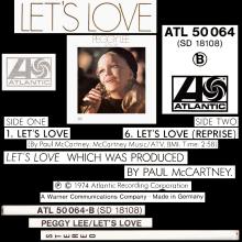 1974 10 01 PEGGY LEE - LET'S LOVE - ATLANTIC - ATL 50 064 - SD 18108 - GERMANY - pic 4