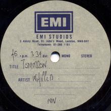 1975 00 00 - WINGS - WHILLETS - PROUD MOTHER ⁄ TOMORROW - EMI STUDIOS - 7" DOUBLE SIDED - ACETATE - pic 2