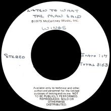 1975 05 16 - WINGS - LISTEN TO WHAT THE MAN SAID ⁄ LISTEN TO WHAT THE MAN SAID - USA 7" TEST PRESSING - pic 1