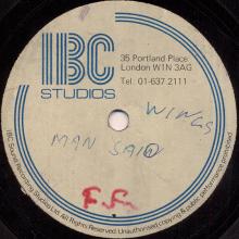 1975 05 16 - WINGS - LISTEN TO WHAT THE MAN SAID - IBC STUDIOS - 12 INCH ONE TRACK - ACETATE - pic 1