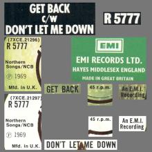 1976 03 06 UK The Beatles The Singles Collection 1962-1970 - R 5777 - Get Back ⁄ Don't Let Me Down - pic 1