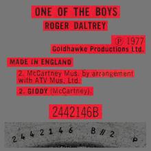 1977 05 13 ROGER DALTREY - ONE OF THE BOYS - GIDDY -  POLYDOR - 2442 146 DELUXE - UK - pic 3