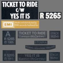 1977 HOL The Beatles The Singles Collection 1962-1970 - ECI - R 5265 - Ticket To Ride ⁄ Yes It Is -Dutch Beatles Discography - pic 1