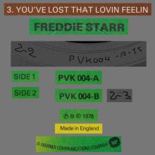 1978 00 00 FREDDIE STARR - FREDDIE STARR - YOU' VE LOST THAT LOVIN FEELIN - PVK RECORDS - WEA RECORDS - PVK 004 - UK - pic 3