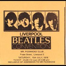 1978 LIVERPOOL BEATLES CONVENTION - TICKET SAT 8TH OCTOBER 78 - SAT 15TH JULY 78 - pic 2