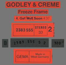 1979 11 30 GODLEY & CREME - FREEZE FRAME - GET WELL SOON - POLYDOR - STEREO 2383 555 - GERMANY - pic 3