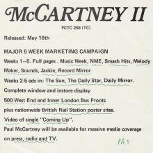1980 05 16 b Paul McCartney - McCARTNEY II - Press Kit - UK  - pic 2