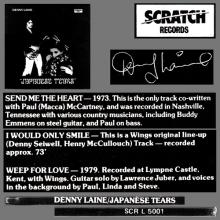 1980 12 05 DENNY LAINE - JAPANESE TEARS - SEND ME YOUR HEART - SCRATCH RECORDS - SCRL 5001 - UK  - pic 4