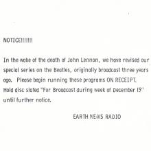 1980 12 22 - 1981 O1 12 THE BEATLES RADIO SHOW - EARTH NEWS - A - PART I - PART II - 1980 12 22 - pic 1
