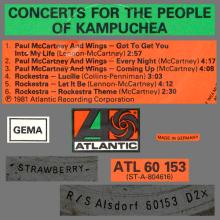 1981 03 30 VARIOUS AND PAUL McCARTNEY & WINGS - CONCERTS FOR THE PEOPLE OF KAMPUCHEA -ATLANTIC - ATL 60 183 - GERMANY - pic 3