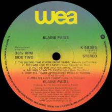 1981 10 31 ELAINE PAIGE -ELAINE PAGE - HOT AS SUN - WEA - K 58385 - UK - pic 5