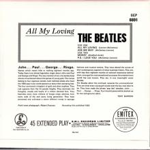 1981 12 07 UK The Beatles E.P.s Collection - GEP 8891 - All My Loving - B - pic 2