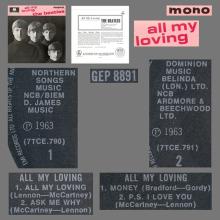 1981 12 07 UK The Beatles E.P.s Collection - GEP 8891 - All My Loving - A - pic 3