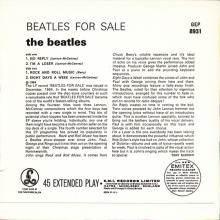 1981 12 07 UK The Beatles E.P.s Collection - GEP 8931 - Beatles For Sale - B - pic 2