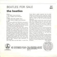 1981 12 07 UK The Beatles E.P.s Collection - GEP 8931 - Beatles For Sale - A  - pic 2