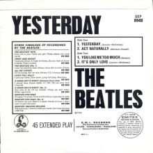 1981 12 07 UK The Beatles E.P.s Collection - GEP 8948 - The Beatles Yesterday - A - pic 2