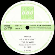 1982 04 26 - PAUL McCARTNEY RADIO SHOW - BBC TRANSCRIPTION PROGRAMME - PROFILE PAUL McCARTNEY TUG OF WAR - 150734-S ⁄ 150735-S - pic 2