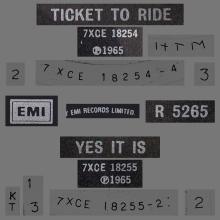 1982 12 07 THE BEATLES SINGLES COLLECTION - BSCP1 - R 5265 - A - TICKET TO RIDE / YES IT IS - pic 1