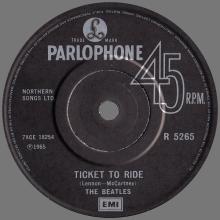 1982 12 07 THE BEATLES SINGLES COLLECTION - BSCP1 - R 5265 - B - TICKET TO RIDE ⁄ YES IT IS - pic 1
